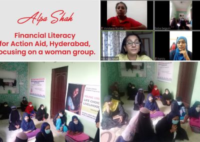 It was my pleasure to address young urban women from Hyderabad on financial literacy. They belong to small scale entrepreneur group who earns minimum Rs. 80 to maximum Rs. 150/- per day. However, they were not aware regarding the benefit of different schemes floated by the government and also lacked knowledge on financial planning. I was so overwhelmed to know that after I conducted the session one of the participant went to the bank, opened an account and started investing in Sukanya Samriddhi Scheme for her 2 girl child.. The session was Action Aid Organisation Hyderabad, which works for the upliftment of women from lower income group to become self dependent. It was conducted on 18th February 2021 at 4 PM